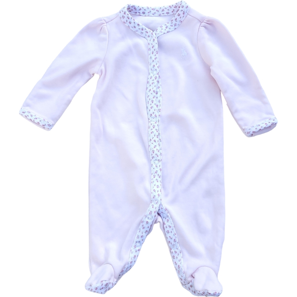 Ralph Lauren One-piece Sleeper Footie Pajamas Pink Baby Girls Newborn